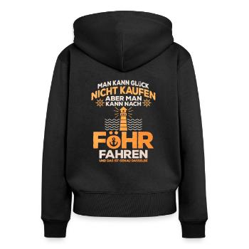 Fohr - Frauen Premium Bio Zip Hoodie - Schwarz - Hinten - Julia (174cm)