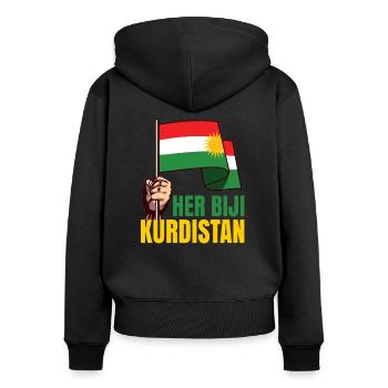 Kurdistan - Sweat à capuche zippé Premium bio Femme - noir - Dos - Julia (174cm)