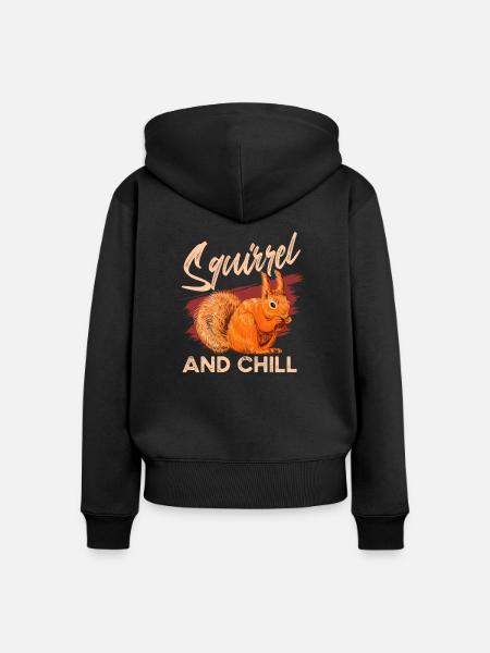 Eichhörnchen - Frauen Premium Bio Zip Hoodie - Schwarz