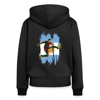 Argentine - Sweat à capuche zippé Premium bio Femme - noir - Dos - Julia (174cm)