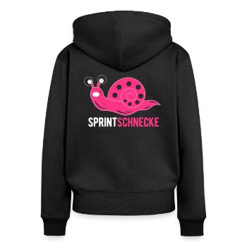 Jogging sprint snail as a gift for runner - Women's Premium Organic Zip Hoodie - black - Back - Julia (174cm)