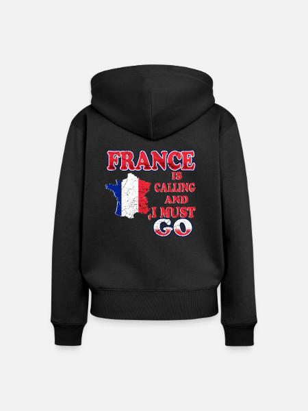 Frankreich - Frauen Premium Bio Zip Hoodie - Schwarz