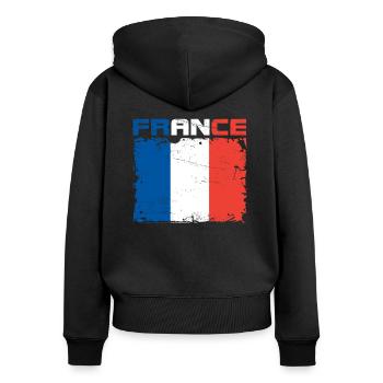 Drapeau france - Sweat à capuche zippé Premium bio Femme - noir - Dos - Julia (174cm)
