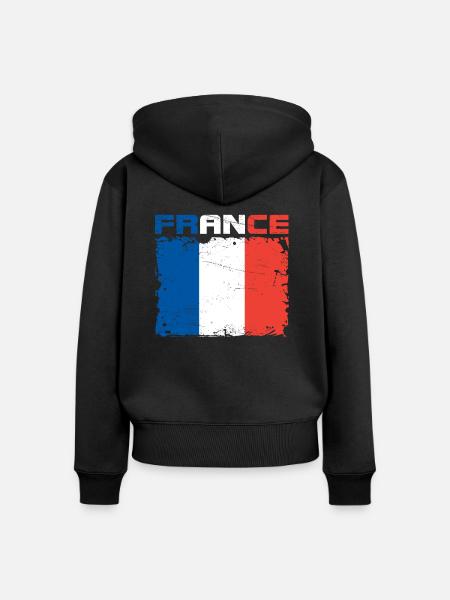 Frankreich Flagge - Frauen Premium Bio Zip Hoodie - Schwarz