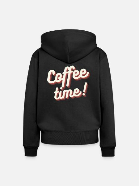 Kaffeezeit - Frauen Premium Bio Zip Hoodie - Schwarz