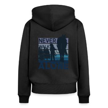 Cheval - ne jamais marcher seul - compagnon fidèle - Sweat à capuche zippé Premium bio Femme - noir - Dos - Julia (174cm)