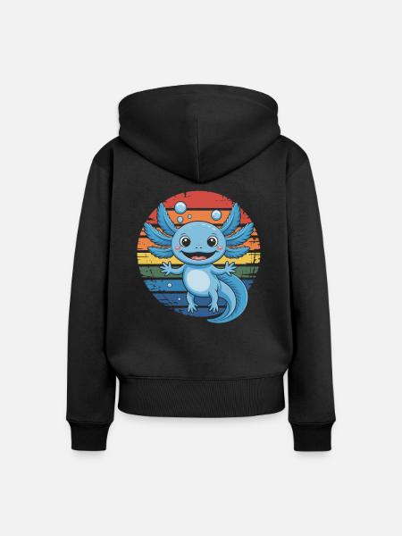 Axolotl Amphibie - Frauen Premium Bio Zip Hoodie - Schwarz