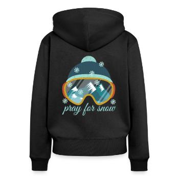 Priez pour la neige. J'adore skier. Sport.Ski.Mountains. - Sweat à capuche zippé Premium bio Femme - noir - Dos - Julia (174cm)
