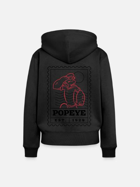 Timbre Popeye Est 1929 - Premium økologisk hoodie med lynlås til kvinder - sort