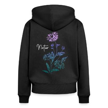 Natur - Frauen Premium Bio Zip Hoodie - Schwarz - Hinten - Julia (174cm)