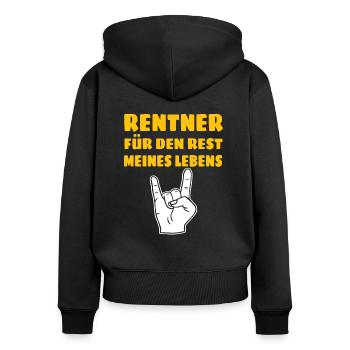 rentner lustiger spruch - Frauen Premium Bio Zip Hoodie - Schwarz - Hinten - Julia (174cm)