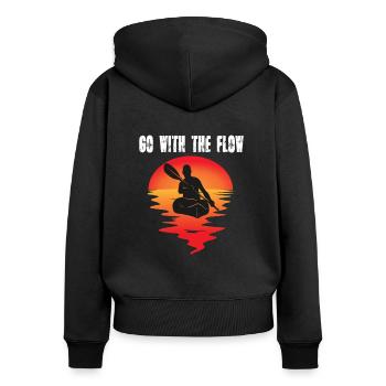 Kajak kayak kanu paddeln motiv - Frauen Premium Bio Zip Hoodie - Schwarz - Hinten - Julia (174cm)