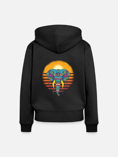 Elefant Elefanten Design - Frauen Premium Bio Zip Hoodie - Schwarz