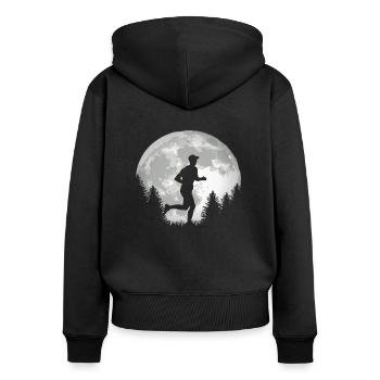 Chemise de course à pied pour les coureurs - Sweat à capuche zippé Premium bio Femme - noir - Dos - Julia (174cm)
