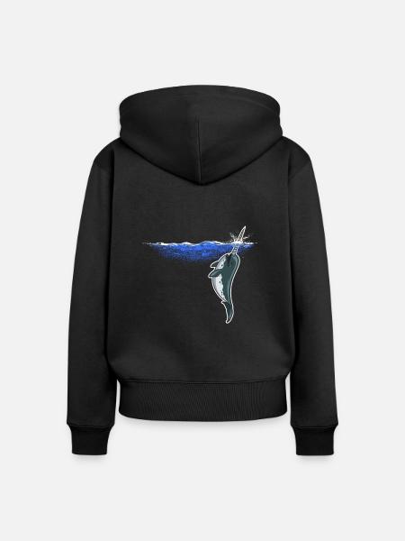 Narwal Narwale - Frauen Premium Bio Zip Hoodie - Schwarz