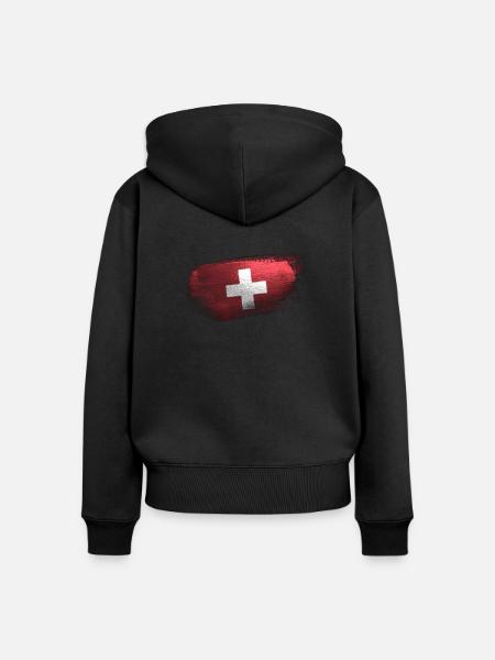 Schweiz Trikot Schweizer Flagge - Frauen Premium Bio Zip Hoodie - Schwarz
