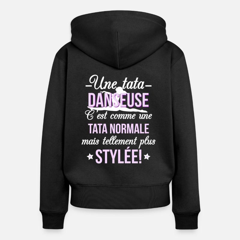 Une tata Danseuse - Sweat à capuche zippé Premium bio Femme - noir