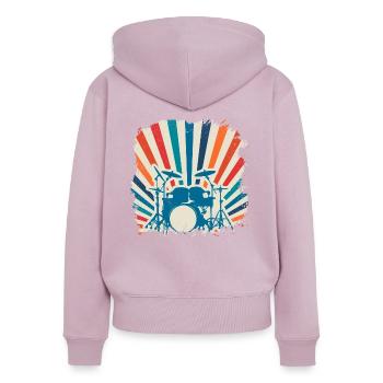 Drummer drummer instrument gift retro band - Women's Premium Organic Zip Hoodie - dusky pink - Back - Julia (174cm)