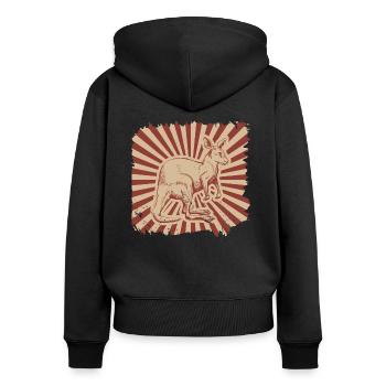 Känguru - Frauen Premium Bio Zip Hoodie - Schwarz - Hinten - Julia (174cm)
