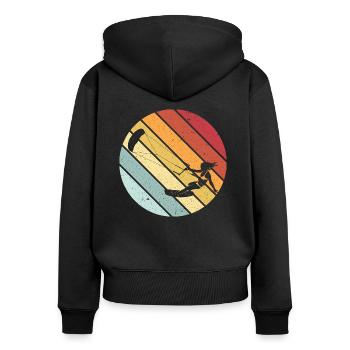 Kitesurfen - Frauen Premium Bio Zip Hoodie - Schwarz - Hinten - Julia (174cm)
