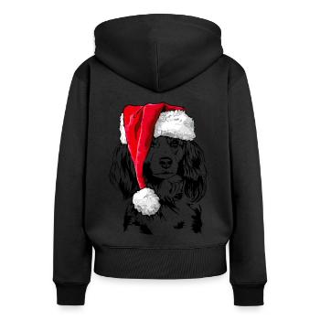 Santa KOOIKERHONDJE Chiens de Noël Wilsigns - Sweat à capuche zippé Premium bio Femme - noir - Dos - Julia (174cm)
