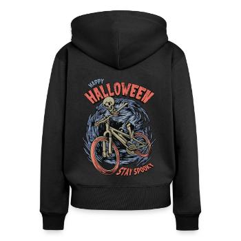 Le squelette d’Halloween fait du vélo - Sweat à capuche zippé Premium bio Femme - noir - Dos - Julia (174cm)