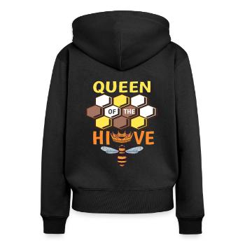 Queen Of The Hive Bienenkönigin Honigbiene - Frauen Premium Bio Zip Hoodie - Schwarz - Hinten - Julia (174cm)