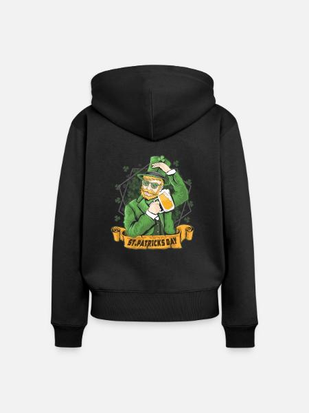 ST. PATRICKS DAY - Frauen Premium Bio Zip Hoodie - Schwarz