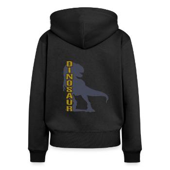 Dinosaur - Dinos - Frauen Premium Bio Zip Hoodie - Schwarz - Hinten - Julia (174cm)