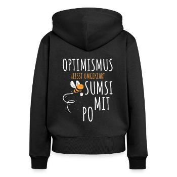 Sumsi Mit Po Optimismus Biene Honigbiene Spruch - Frauen Premium Bio Zip Hoodie - Schwarz - Hinten - Julia (174cm)