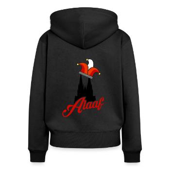 Alaaf Köln Kölsch Karneval Kölner Dom - Frauen Premium Bio Zip Hoodie - Schwarz - Hinten - Julia (174cm)