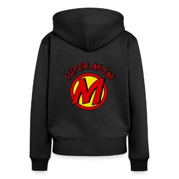 Super Mom Mother's Day Superhero - Women's Premium Organic Zip Hoodie - black - Back - Julia (174cm)