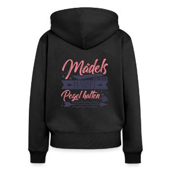 Trinkspruch Mädels - Frauen Premium Bio Zip Hoodie - Schwarz - Hinten - Julia (174cm)