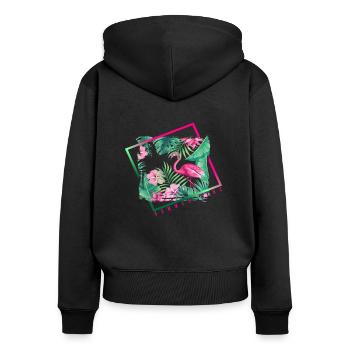 Summertime Sun Beach Flamingo Tropical - Frauen Premium Bio Zip Hoodie - Schwarz - Hinten - Julia (174cm)