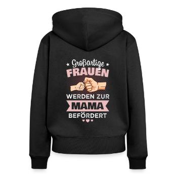 Mama Werdende Mutter Mutterschaft Schwangerschaft - Frauen Premium Bio Zip Hoodie - Schwarz - Hinten - Julia (174cm)