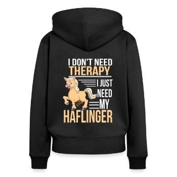 Haflinger t shirt - Frauen Premium Bio Zip Hoodie - Schwarz - Hinten - Julia (174cm)