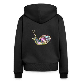 Schnecke - Frauen Premium Bio Zip Hoodie - Schwarz - Hinten - Julia (174cm)