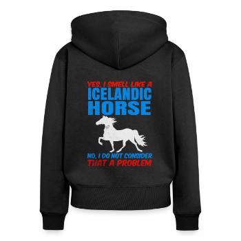 Islandpferd - Frauen Premium Bio Zip Hoodie - Schwarz - Hinten - Julia (174cm)