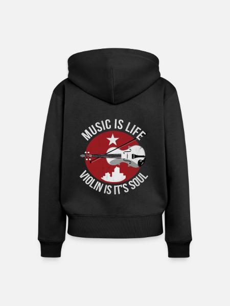 Violine - Frauen Premium Bio Zip Hoodie - Schwarz