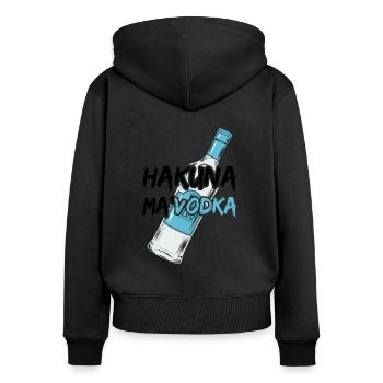 Hakuna ma' VODKA - Frauen Premium Bio Zip Hoodie - Schwarz - Hinten - Julia (174cm)