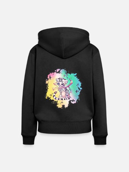 Tiger - Frauen Premium Bio Zip Hoodie - Schwarz