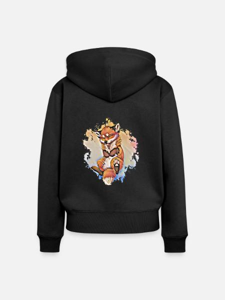 Fuchs - Frauen Premium Bio Zip Hoodie - Schwarz