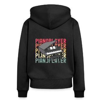 piano - Sweat à capuche zippé Premium bio Femme - noir - Dos - Julia (174cm)