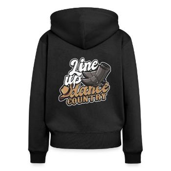 Linedance Western Countrymusic Tanzsport - Frauen Premium Bio Zip Hoodie - Schwarz - Hinten - Julia (174cm)