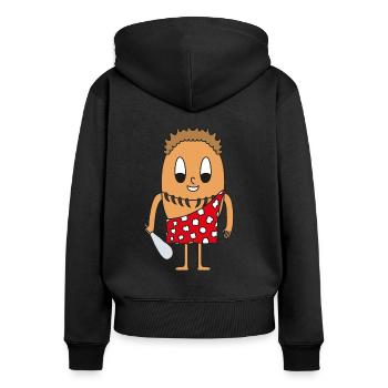 Stone age man egg - Women's Premium Organic Zip Hoodie - black - Back - Julia (174cm)