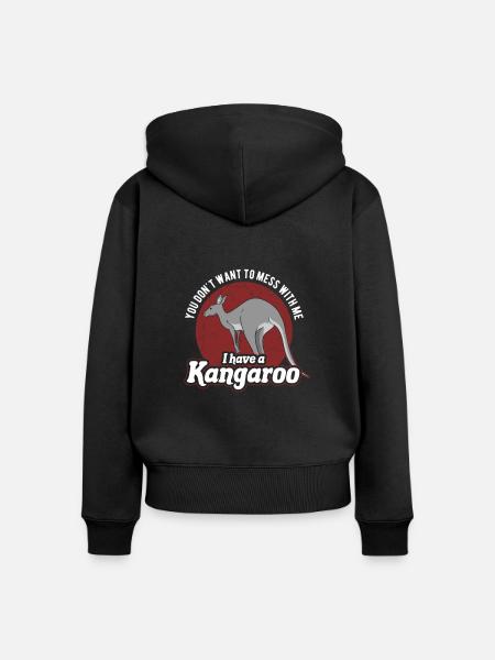 Känguru - Frauen Premium Bio Zip Hoodie - Schwarz
