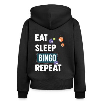 Bingo - Frauen Premium Bio Zip Hoodie - Schwarz - Hinten - Julia (174cm)