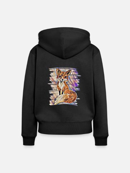 Fuchs - Frauen Premium Bio Zip Hoodie - Schwarz