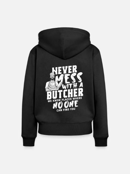 Metzger - Frauen Premium Bio Zip Hoodie - Schwarz