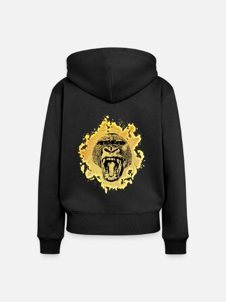 Affe - Frauen Premium Bio Zip Hoodie - Schwarz